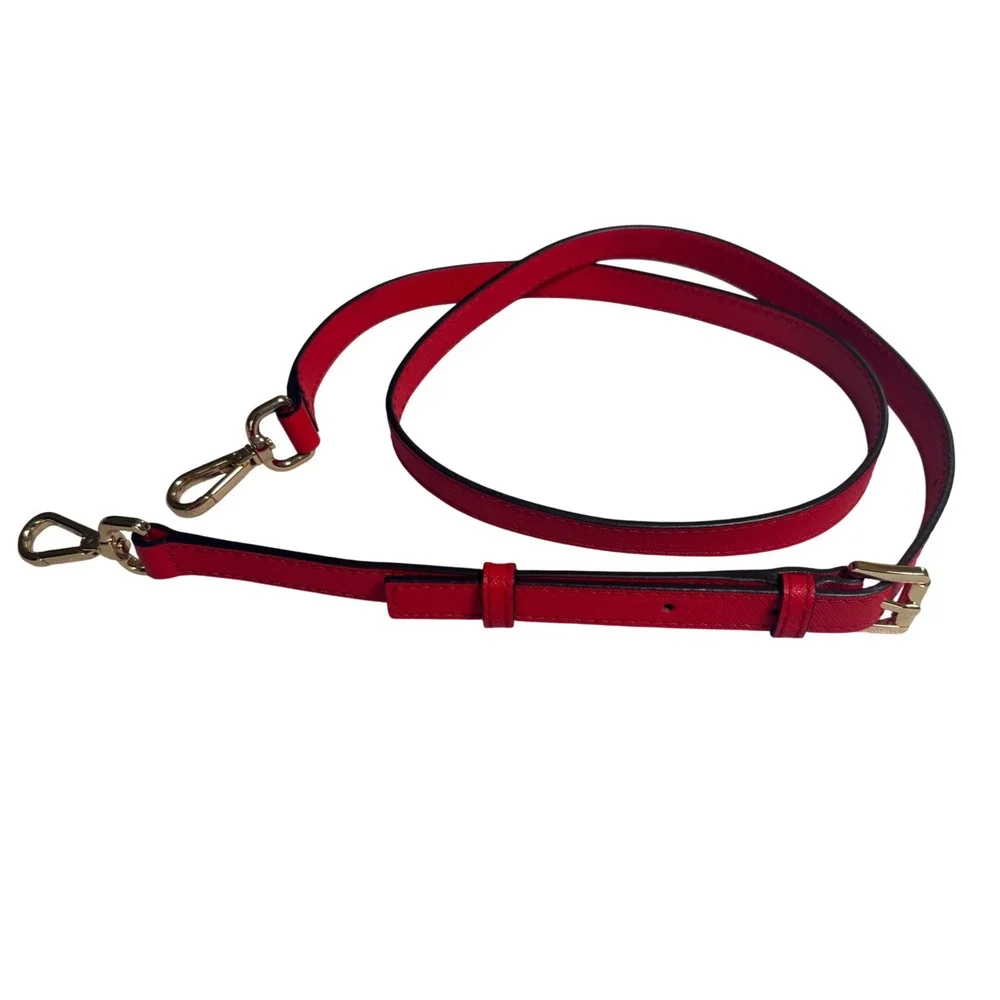 Michael Kors Red Saffiano Leather Adjustable Crossbody Bag Strap Gold Hardware